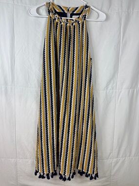 THML Boho Tassel Hem Dress Large Sleeveless Striped Midi